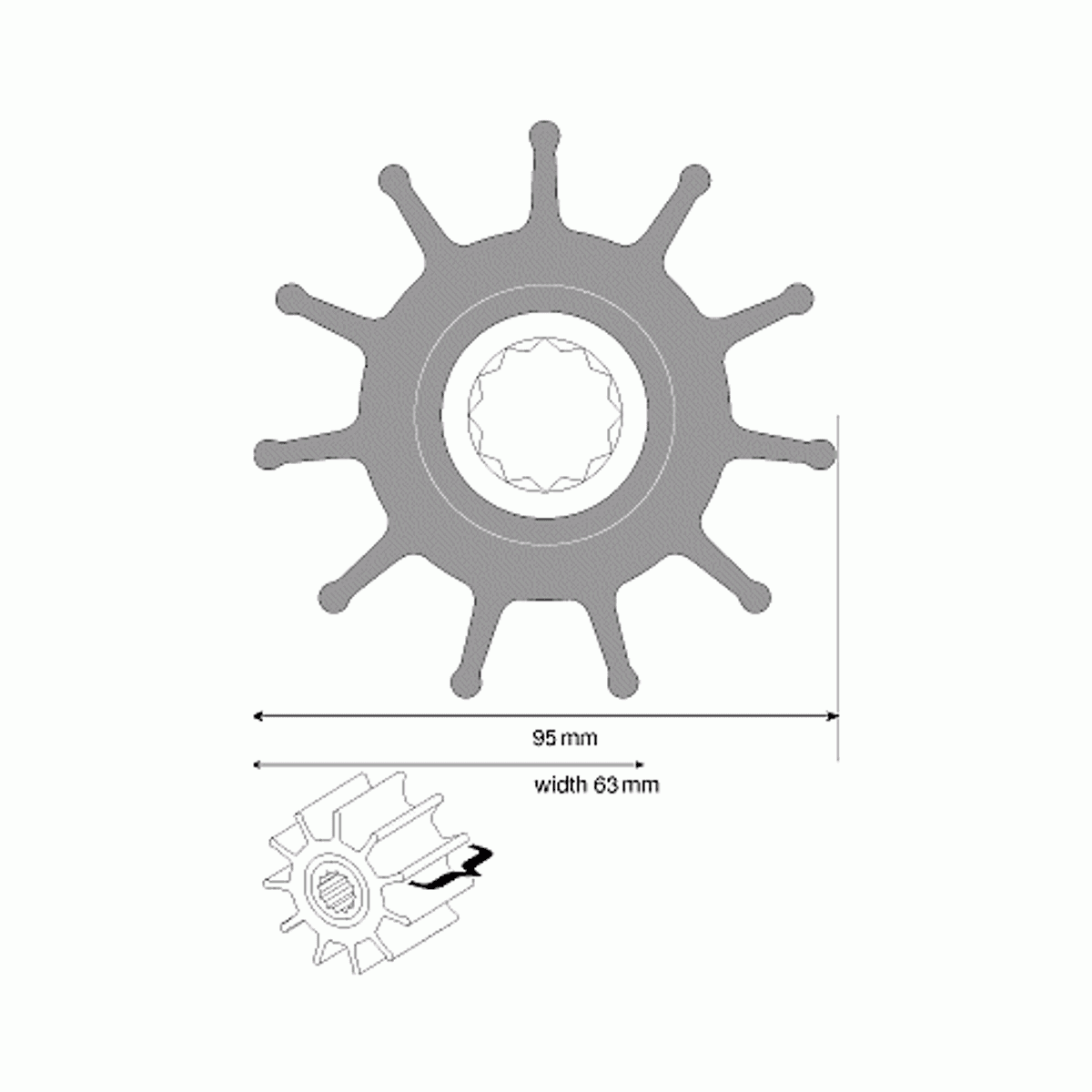 Johnson 09-819B Impeller Kit for F8 & Volvo Penta Pumps (Neoprene)