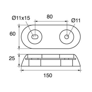 Bolt Through Zinc Hull Anode 1.0kg