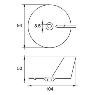 Zinc Fin Anode Mariner 10-50hp/Yamaha 20-30hp/Volvo Fb
