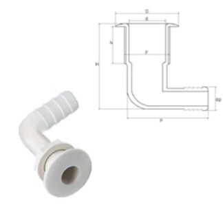 Can 90ø Plastic Skin Fitting (3/4" Hose Tail / White)