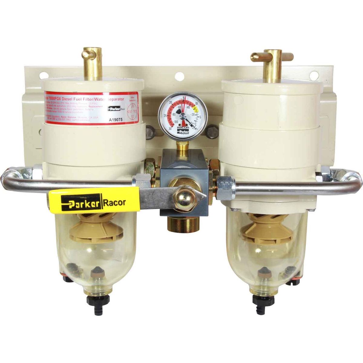 Racor 75/500FG Duplex Fuel Filter (10 Micron / Clear Bowl)