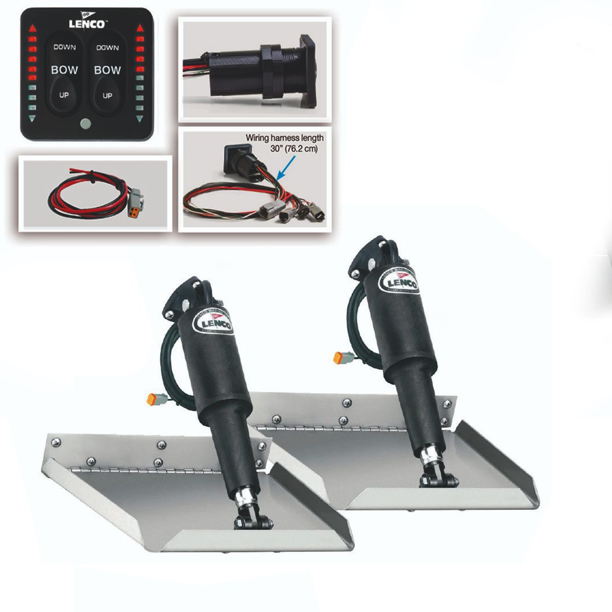 Lenco Trim Tab Kit with LED Switch (Edge Mount / 12" x 12")