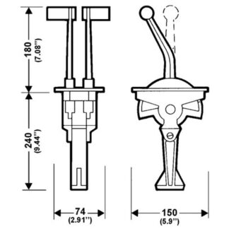 Ultraflex Two Straight Lever Control for Throttle and Gear