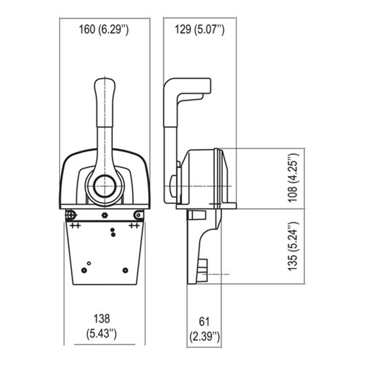 Ultraflex B665 Single Lever Top Mount Control Chrome