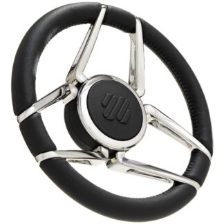 Ultraflex Spinola Stainless Steering Wheel (Black Leather, 350mm, Hub)
