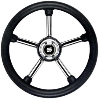 Ultraflex Steering Wheel with Poly Grip (350mm / Black & Stainless)