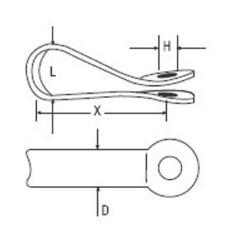 RWO Stainless Steel Clip Eye Mount Long (x4)