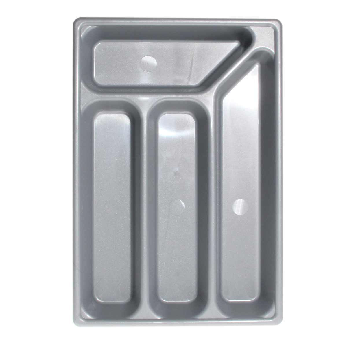 Plastic Cutlery Tray with 4 Compartments 356 x 243mm (Silver)