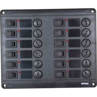 Vetus P12F24 Horizontal Switch Panel 12 Way (24V / Fused)
