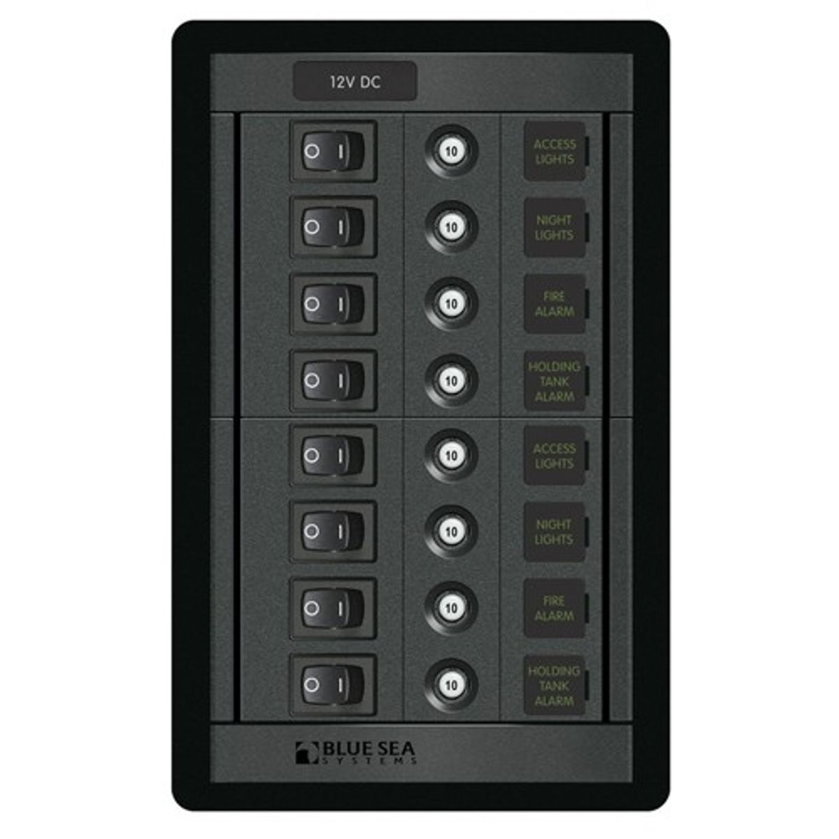 Blue Sea 360 DC Circuit Breaker Panel (12V / 8-Way / 10A)