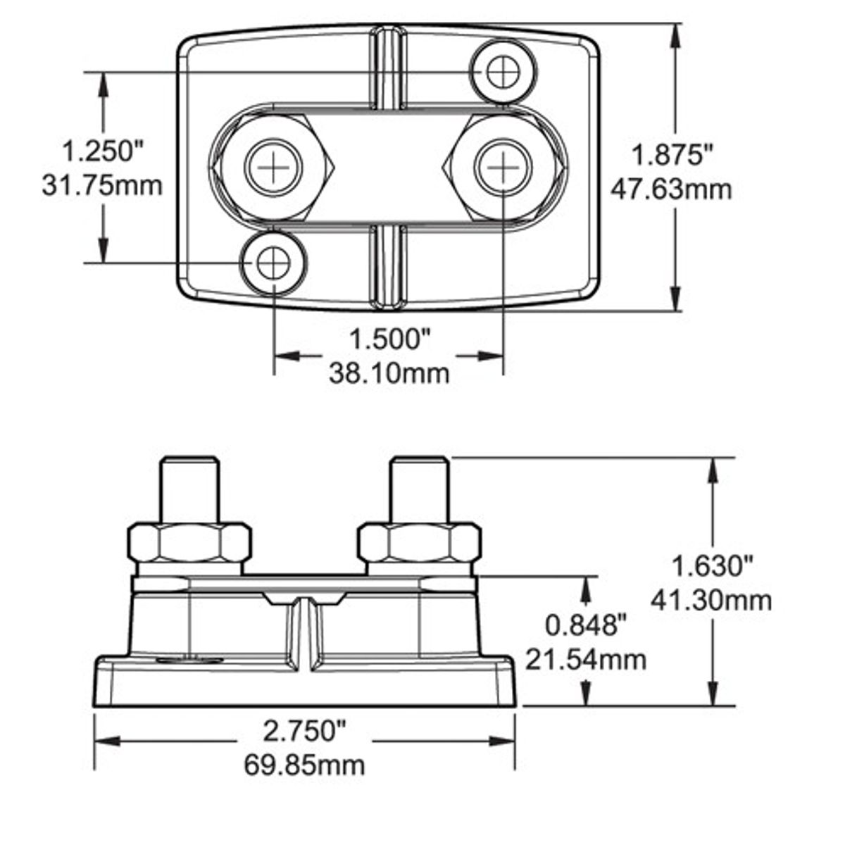Blue Sea PowerBar Common Bus + Cover