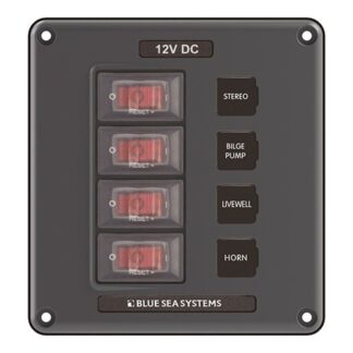 Blue Sea IP66 Circuit Breaker Switch Panel 4 Position Grey