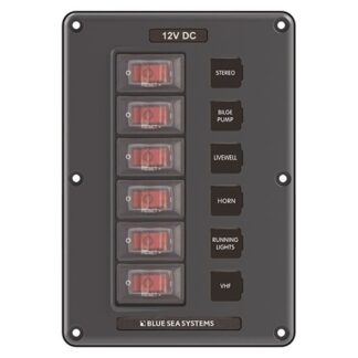 Blue Sea IP66 Circuit Breaker Switch Panel 6 Position Grey