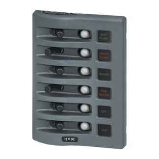 Blue Sea 6-Position IP67 Waterproof Vertical Panel Grey