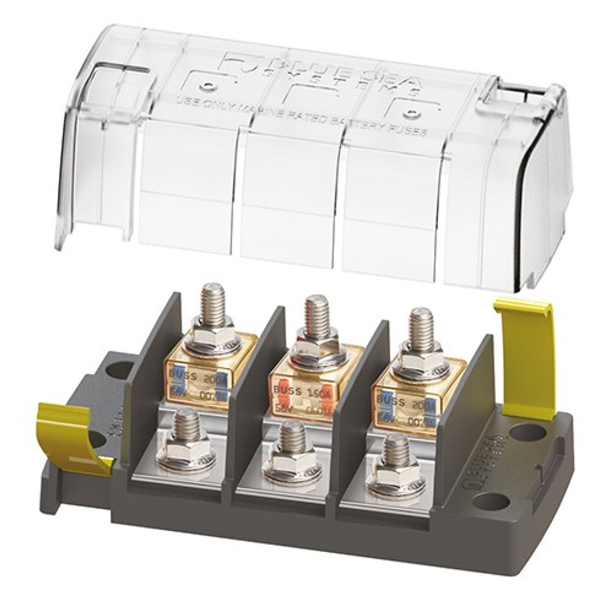 Blue Sea Terminal Fuse Block 3 Stud Independent with Cover (30-300A)