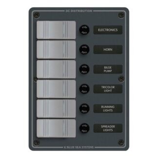 Blue Sea 6-Pos IP66 Waterproof V Panel Slate Grey