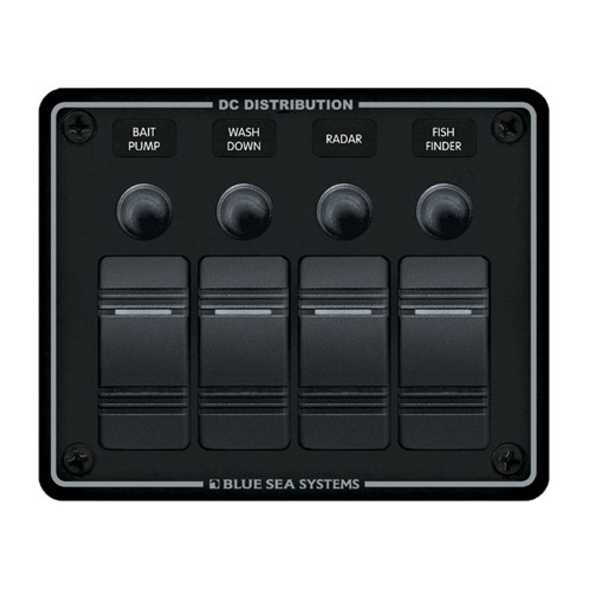 Blue Sea 4-Pos IP66 Waterproof Horizontal C/B Panel Black