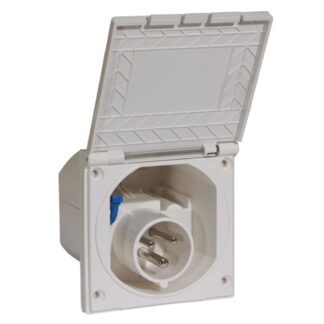 AG Flush Mounted Mains Inlet Socket (White / 240V / 16A / 3-Pin)