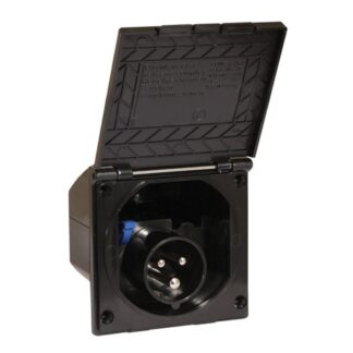 AG Flush Mounted Mains Inlet Socket (Black / 240V / 16A / 3-Pin)