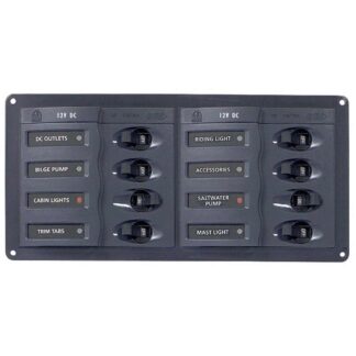 BEP 12V DC Circuit Breaker Panel 8-Way Horizontal (No Meters)