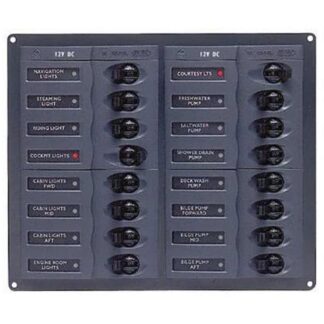 BEP 12V DC Circuit Breaker Panel 16-Way Square (No Meters)