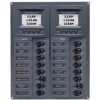 BEP 12V DC Circuit Breaker Panel 16-Way Vertical Digital Meter