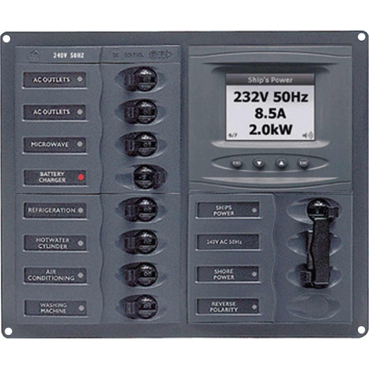 BEP 230V AC CB Panel 8SP 2DP with Digital Meters Horizontal