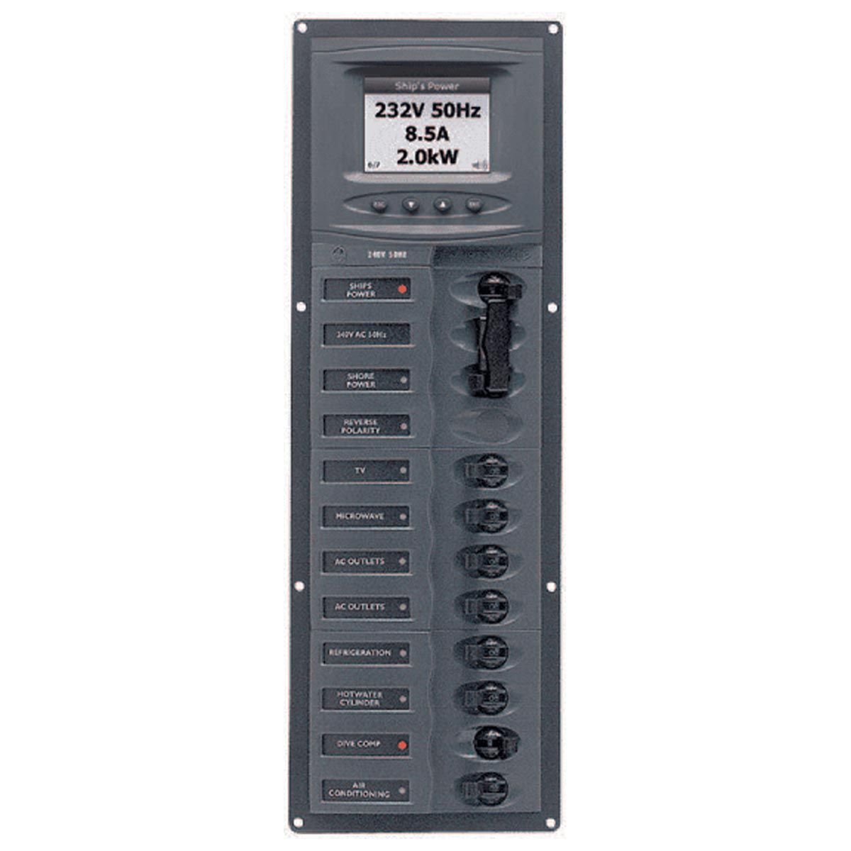 BEP 230V AC Circuit Breaker Panel 10-Way (Vertical / Digital)