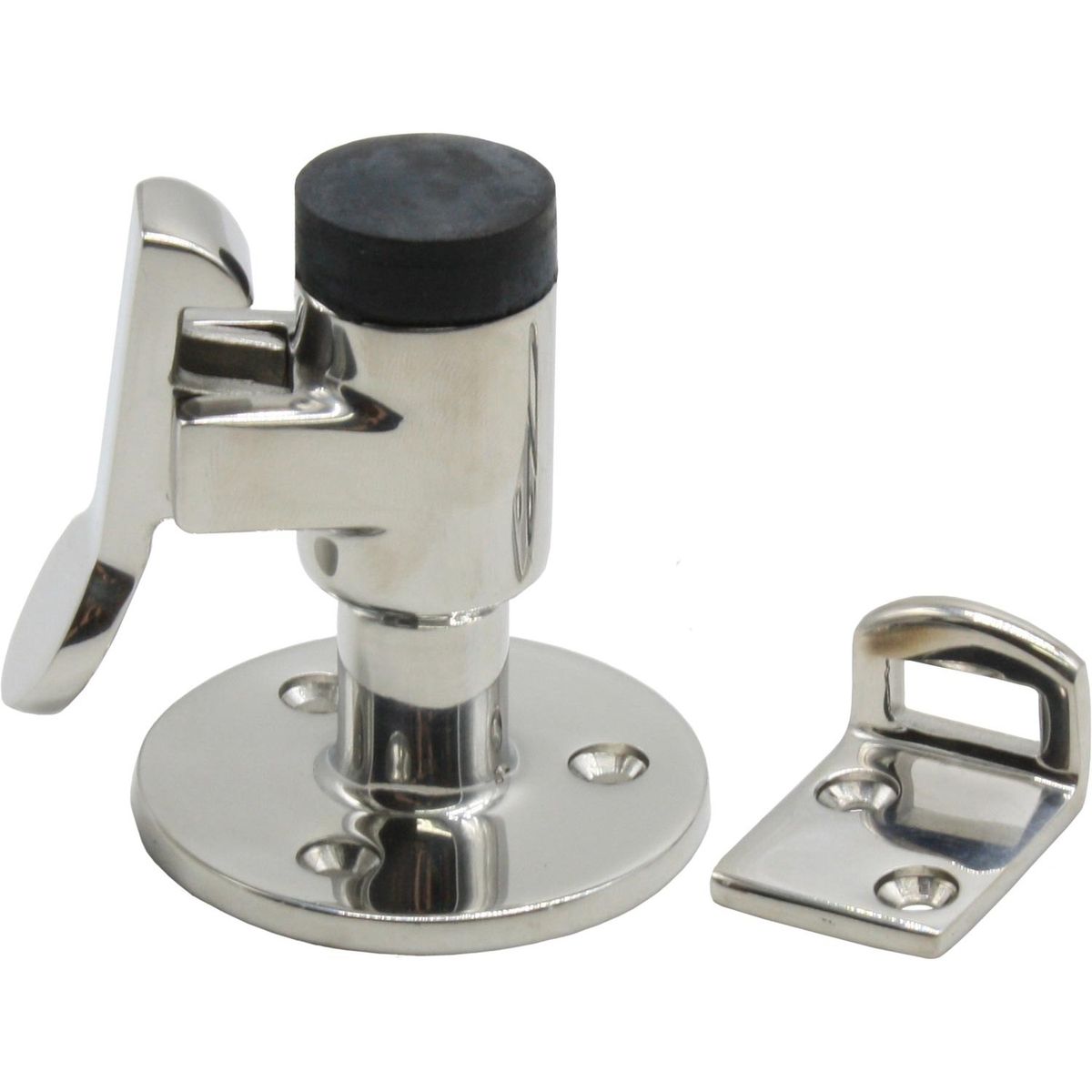 AG Stainless Steel 316 Door Stop with Bumper & Catch (61mm)