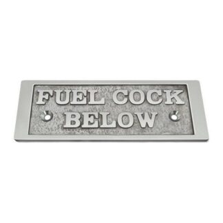 AG Nameplate 'Fuel Cock Below' Cast Chrome
