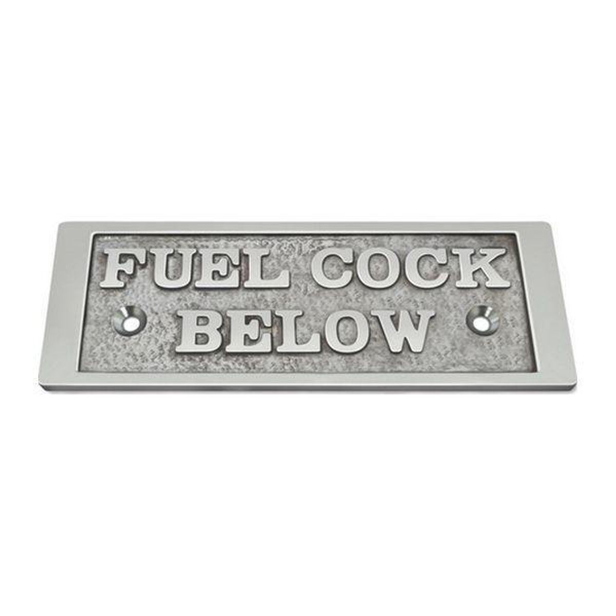AG Nameplate 'Fuel Cock Below' Cast Chrome