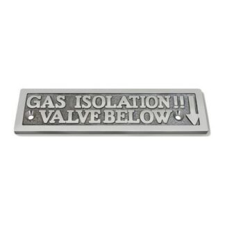 AG Nameplate 'Gas Isolation Valve Below' Cast Chrome