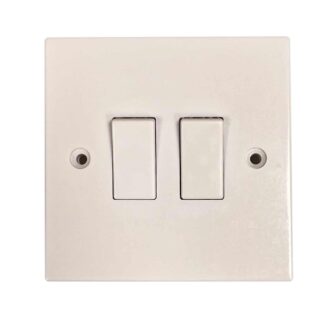 Square Edged Double Switch in White (2 Way / 10A)