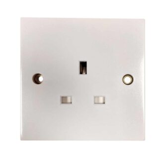 Square Edged Single Socket in White (No Switch / Double Pole)