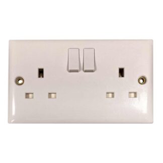 Convex Slim Double Socket in White (2 Switches / Single Pole)