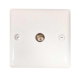 Convex Slim Coaxial TV Socket in White (Single Outlet)