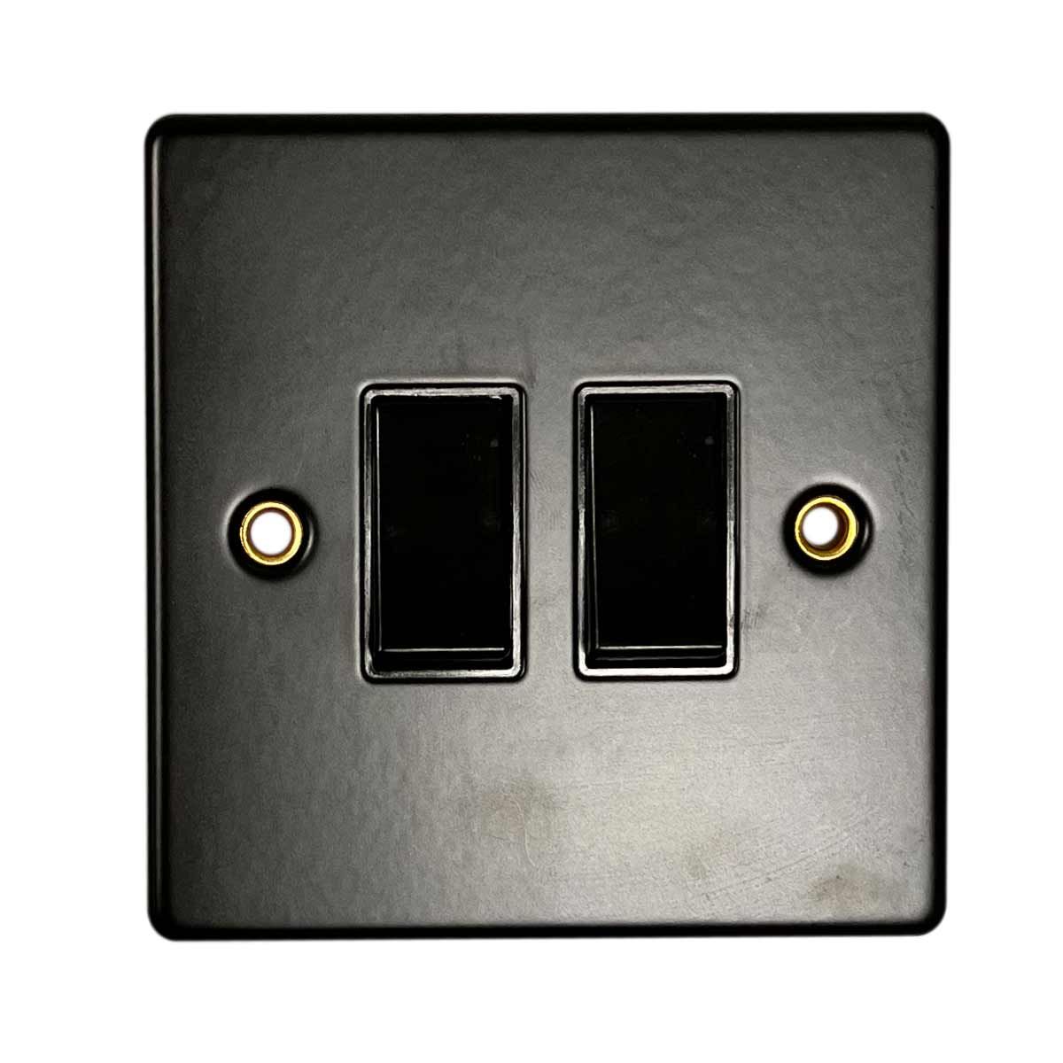 Round Edge Double Switch Matt Black (2 Way / 10A)