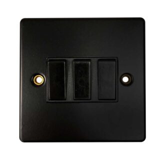 Round Edge 3-Gang Switch Matt Black (2 Way / 10A)