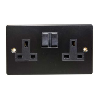 Round Edge Double Socket Matt Black (2 Switches / 13A / Double Pole)