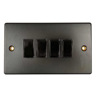 Round Edge 4-Gang Switch Matt Black (2 Way / 10A)