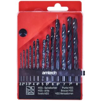 Amtech 13-Piece High Speed Steel Drill Bits (2 to 8mm / Large)
