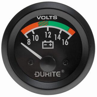Durite 0-523-22 Voltmeter with Black Bezel & Dial (12V)