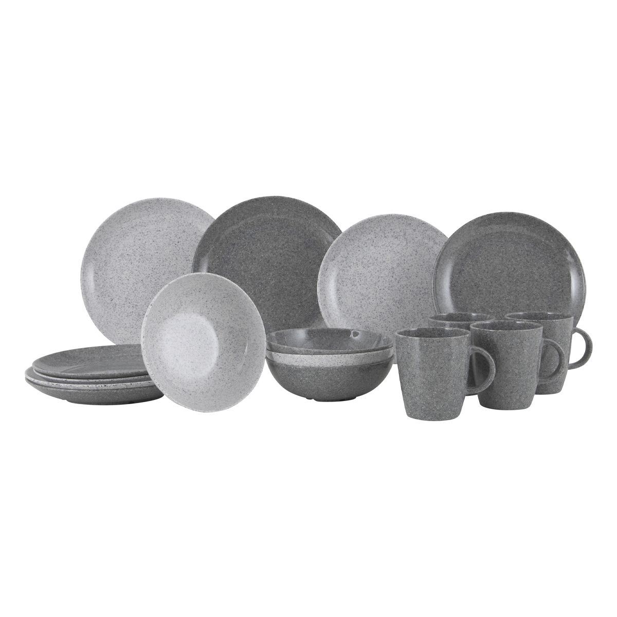 Gimex Solid Line Tableware Granite Grey (16 Pieces)