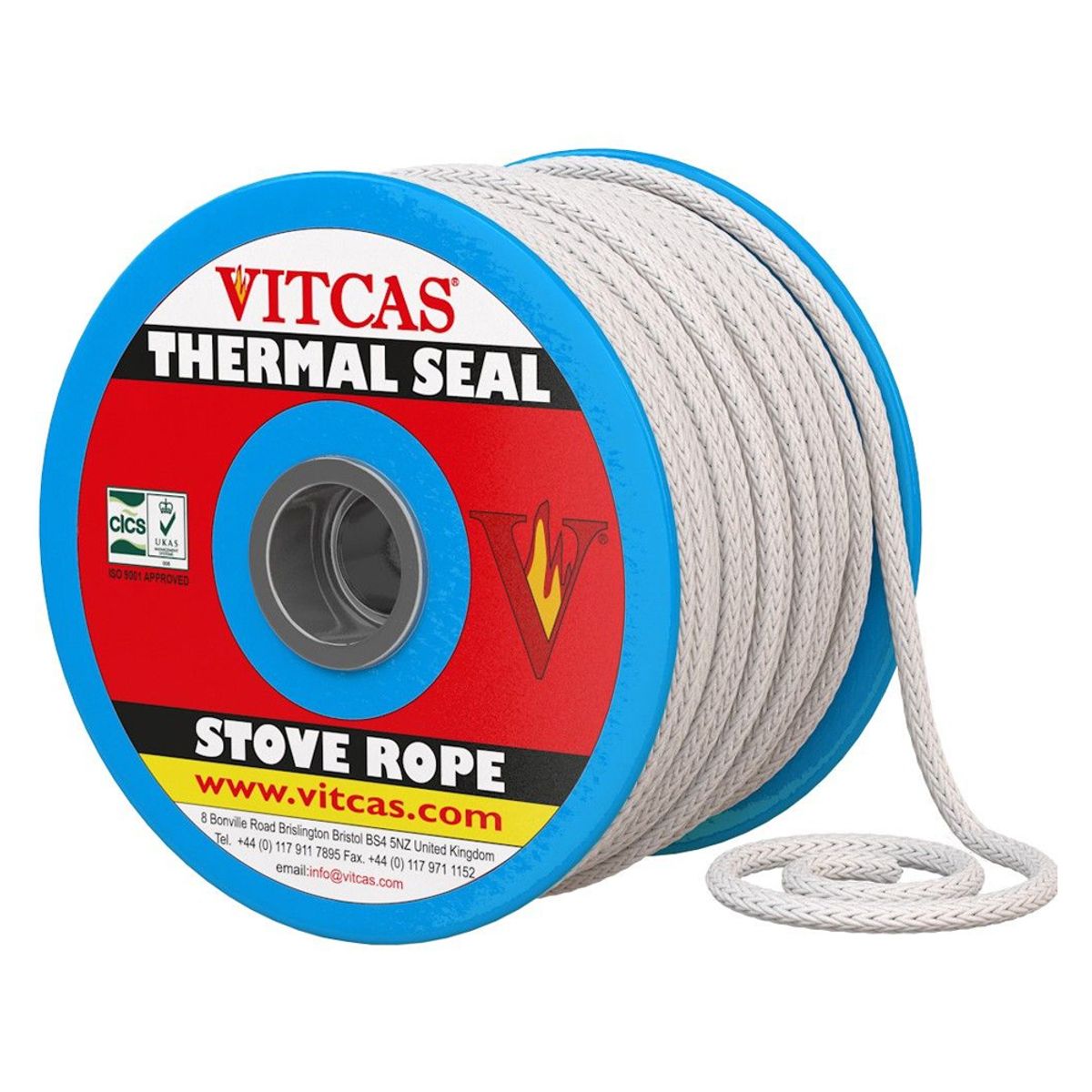 Vitcas Glass Fibre Stove Rope (Soft) 6mm White 50 Metre Roll
