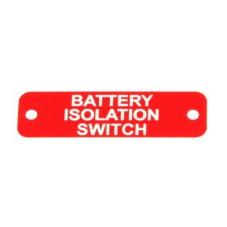 Battery Isolation Switch Label (S) Red with White Engrave 75mm x 22mm