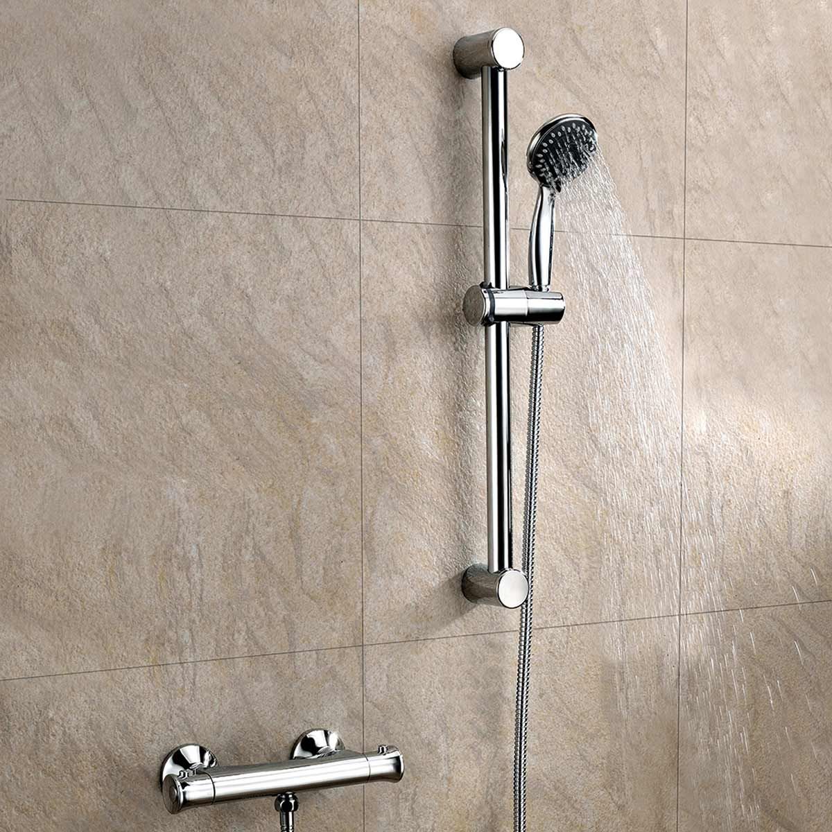 AG Thermostatic Shower Valve and Complete Riser Bar Kit in Chrome