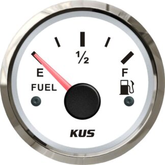 KUS Fuel Level Gauge with Stainless Bezel (White / Euro Resistance)