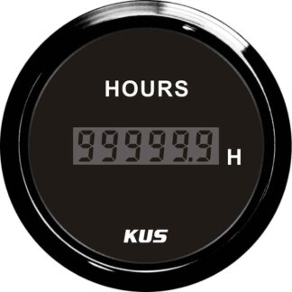 KUS Hourmeter Gauge with Black Stainless Bezel (12V / 24V)