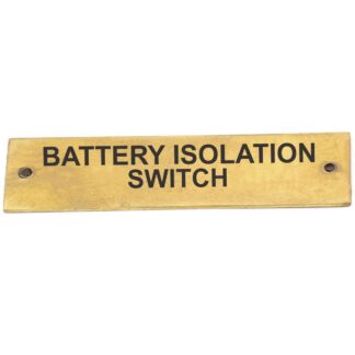 AG SP Battery Isolation Switch Label Brass 75 x 19mm
