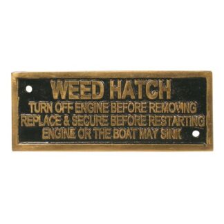 AG Weed Hatch Turn Off Engine Name Plate Brass